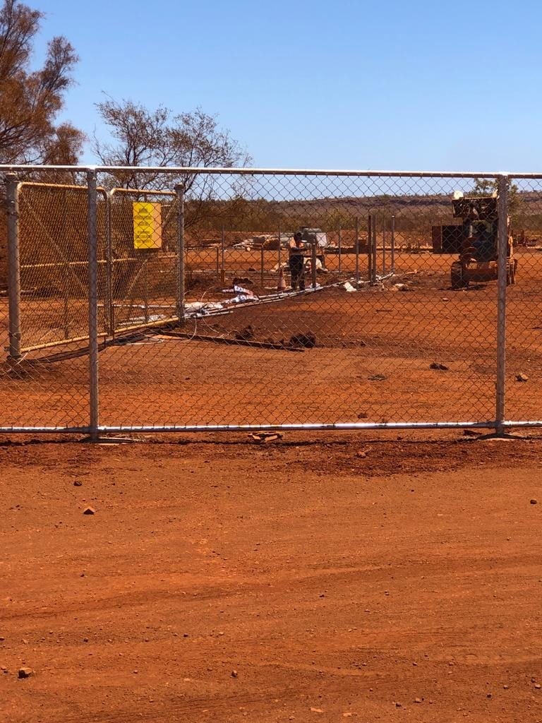 Chainmesh site fence and access gate around a remote WA work compound